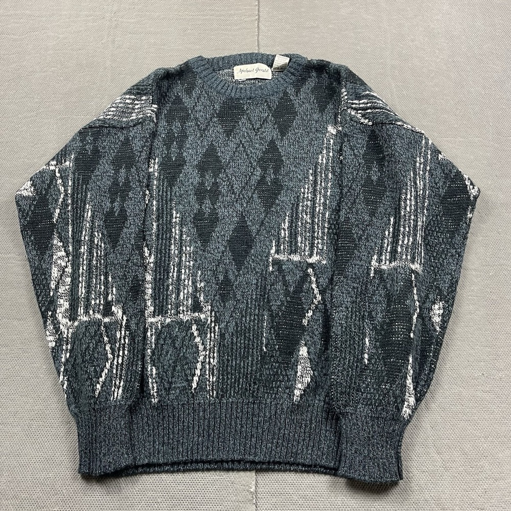 VTG Michael Gerald Sweater Mens Medium‎ Geometric Aztec Cosby Abstract Knit 90s